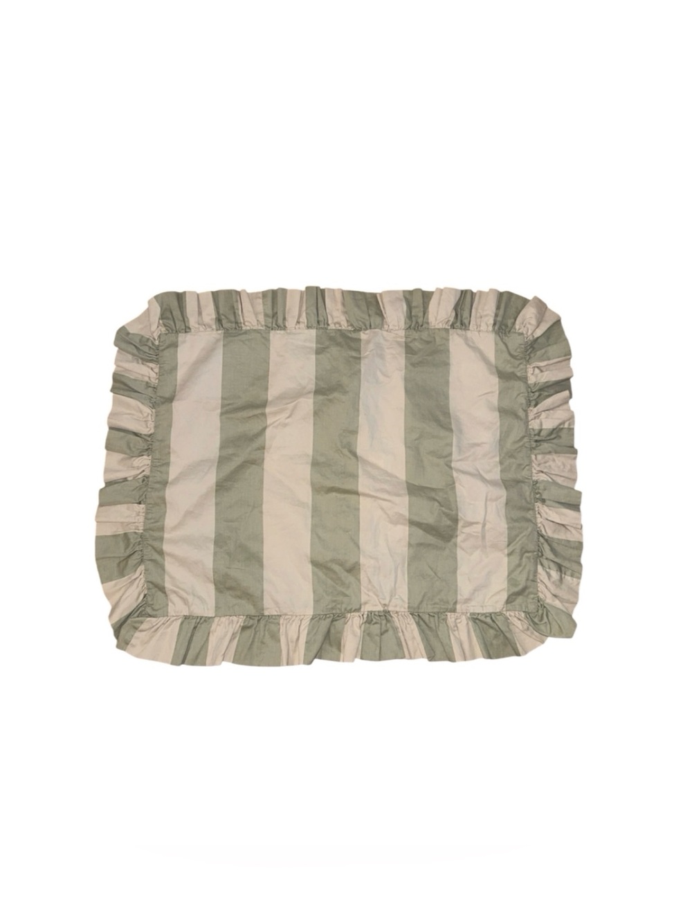 Pine Cone Hill Madeline Cotton Green Stripe Ruffle Standard Sham